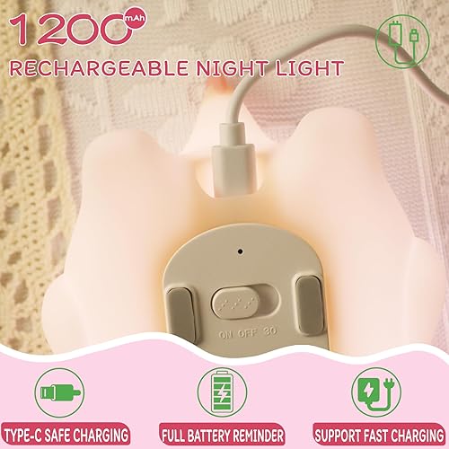 Miniatura 5 de Axolotl - Luz nocturna para niños, lámpara de silicona regulable de 3 niveles, luz recargable USB-C para guardería con temporizador de apagado