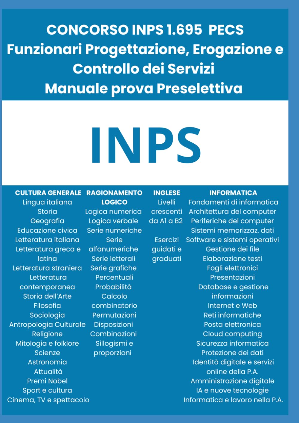 Concorso INPS 1695 Funzionari PECS: Manuale Prova Preselettiva