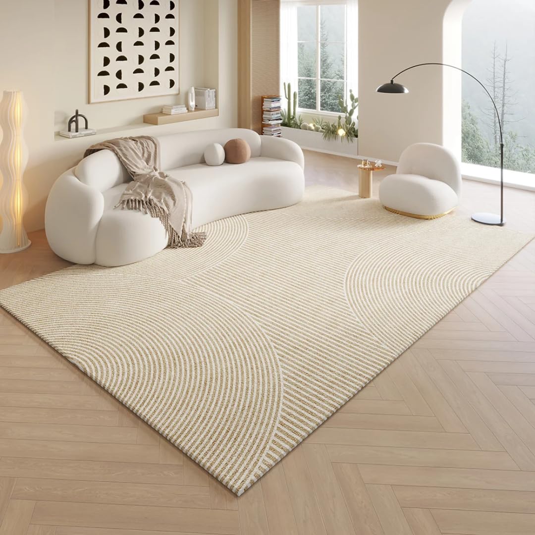 Tapis anti-tache salon lavable et durable style nordique géométrique