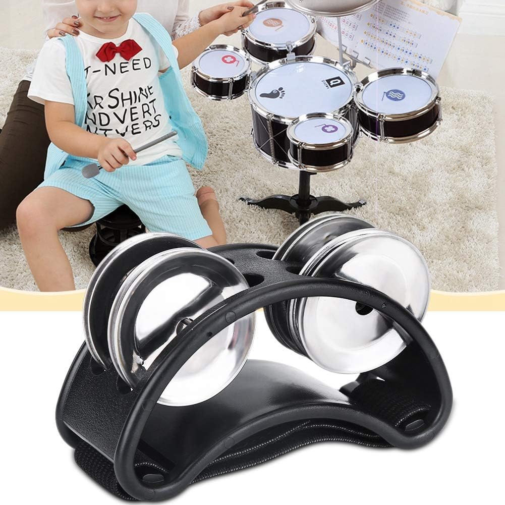 1 Szt. Instrument Perkusyjny Tamburyn do Stóp Metal Jingle Bell Akcesoria(Czarny)