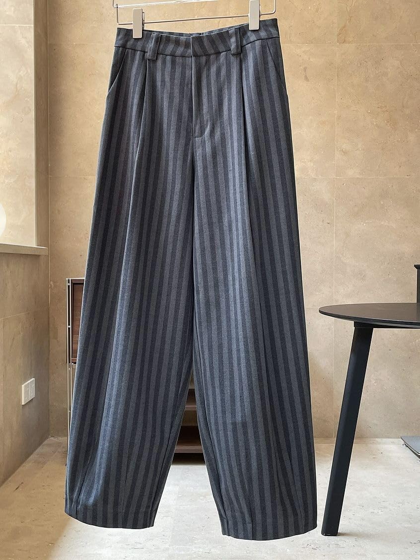 Women's Dress Pants Spring Retro high-Waisted Wide-Leg Loose Trousers