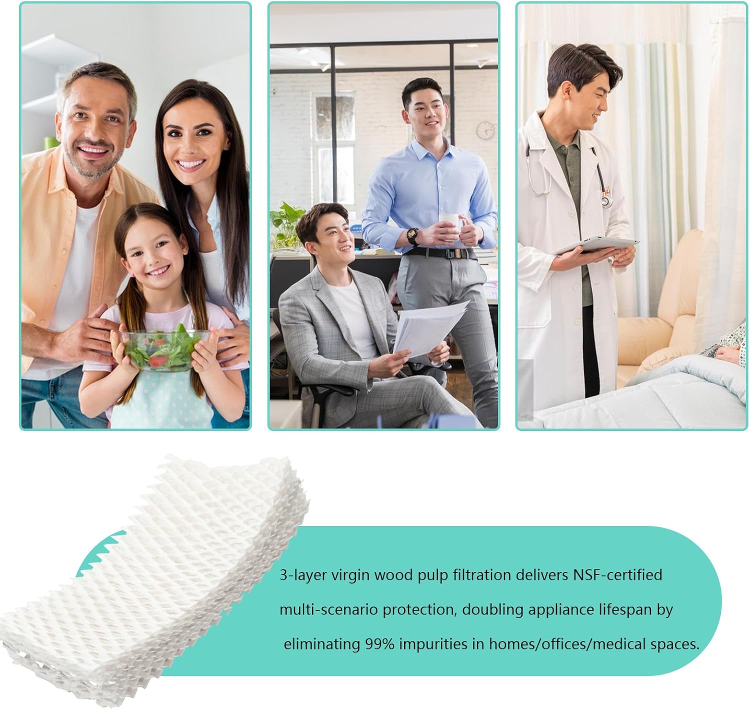 4 Pack Replacement WF813 Humidifier Filters, Compatible with Equate EQWF813 PCWF813 Relion RCM832 RCM-832N Protec RWF813 EQ-2119-UL PCCM-832N Cool Mist Humidifiers Wick Filter