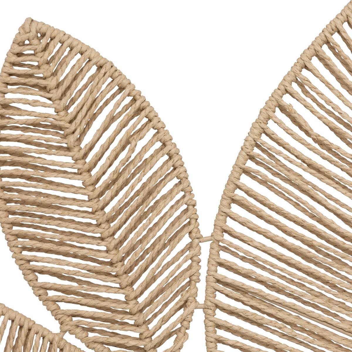 Atmosphera - Décoration Murale Meera en Papier Tressé et Métal - 160x80cm - Décoration Bohème à Accrocher en Forme de Feuilles Beige - pour Chambre, Salon, Salle à Manger, Tête de lit