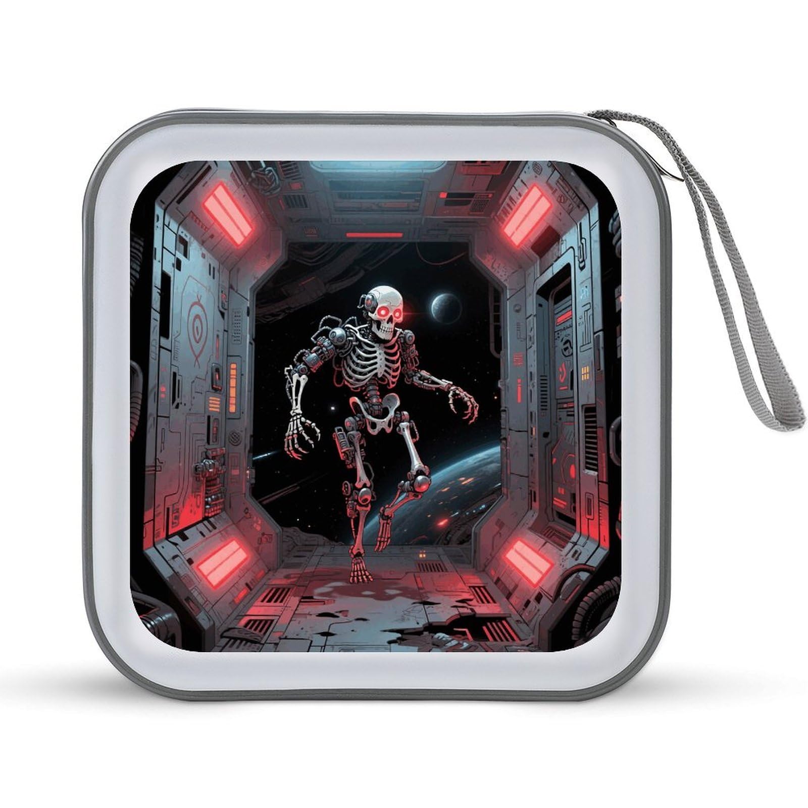 VstaDank Skull DVD Case With Zipper Portable CD Case Hardshell DVD VCD Binder Storage Box EVA Protective Blu-ray Wallet 40 Capacity CD Wallet Movie Music Media Disc Wallets
