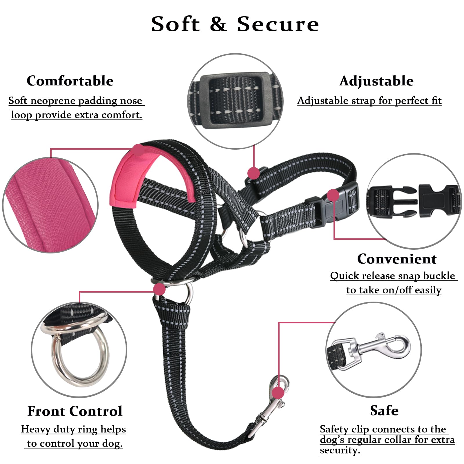 Dog Head Collar, No Pull Head Halter with Soft Padding - Image 2