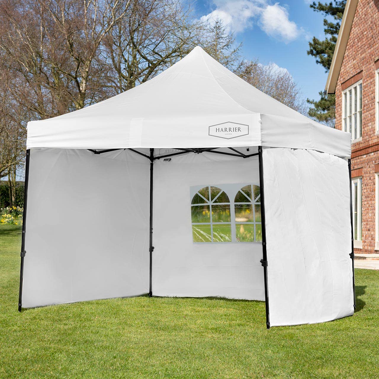 HARRIER Replacement Gazebo Side Panels | Shower-Resistant & UV-Protected Polyester - Window or Door Styles with Optional Zips [3x3m or 3x6m] - Panels Only (White 3m x 3m, Window Panel (with Zip))