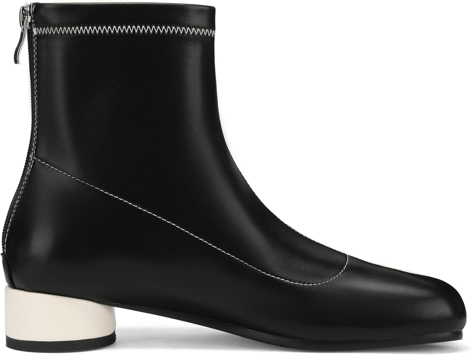 Split Toe Ankle Boots for Women Tabi Japanese Ninja Shoes Low Chunky Heels Booties, Stretch Artificial Leather Boots Back Zipper - Image 5