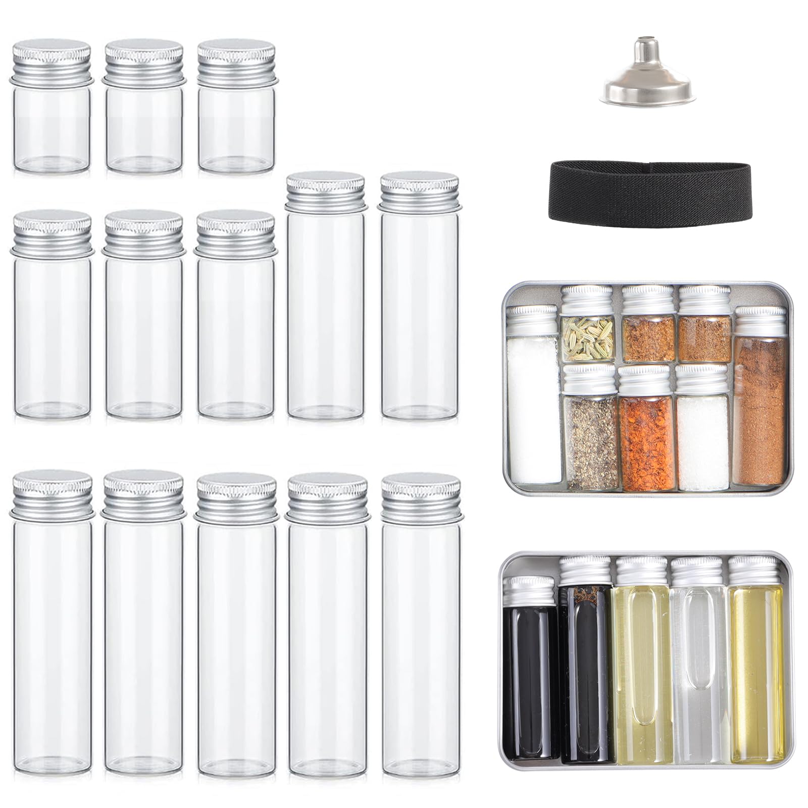 Lafuntar Mini Camping Seasoning Bottle Set, 2 Pcs Empty Camping Spice Bottle Kit (Seasoning not included) Upgrade.