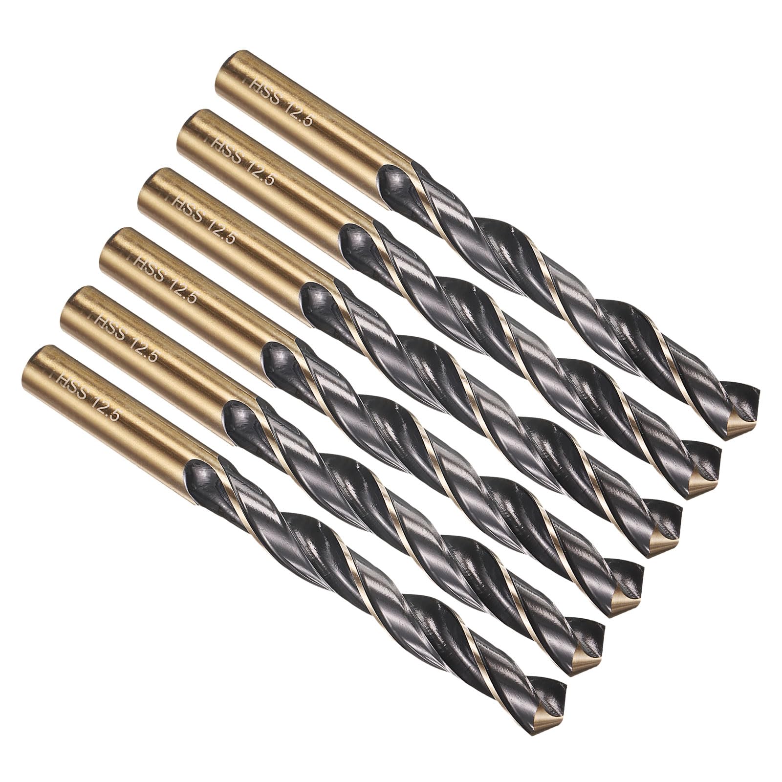 PATIKIL 12.5mm Drill Bit, Jobber Straight Shank M2 High-Speed Steel 135° for Stainless Steel Hard Metal - 6 Pack — image 1
