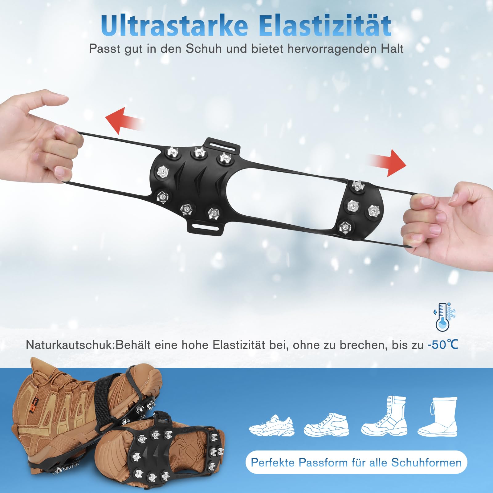 PBWZF Schuhspikes Winter - Anti Rutsch Spikes Mit 10 Zähnen Für Eis & Schnee