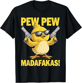 Funny Chicken with Sunglasses and Guns T-Shirt