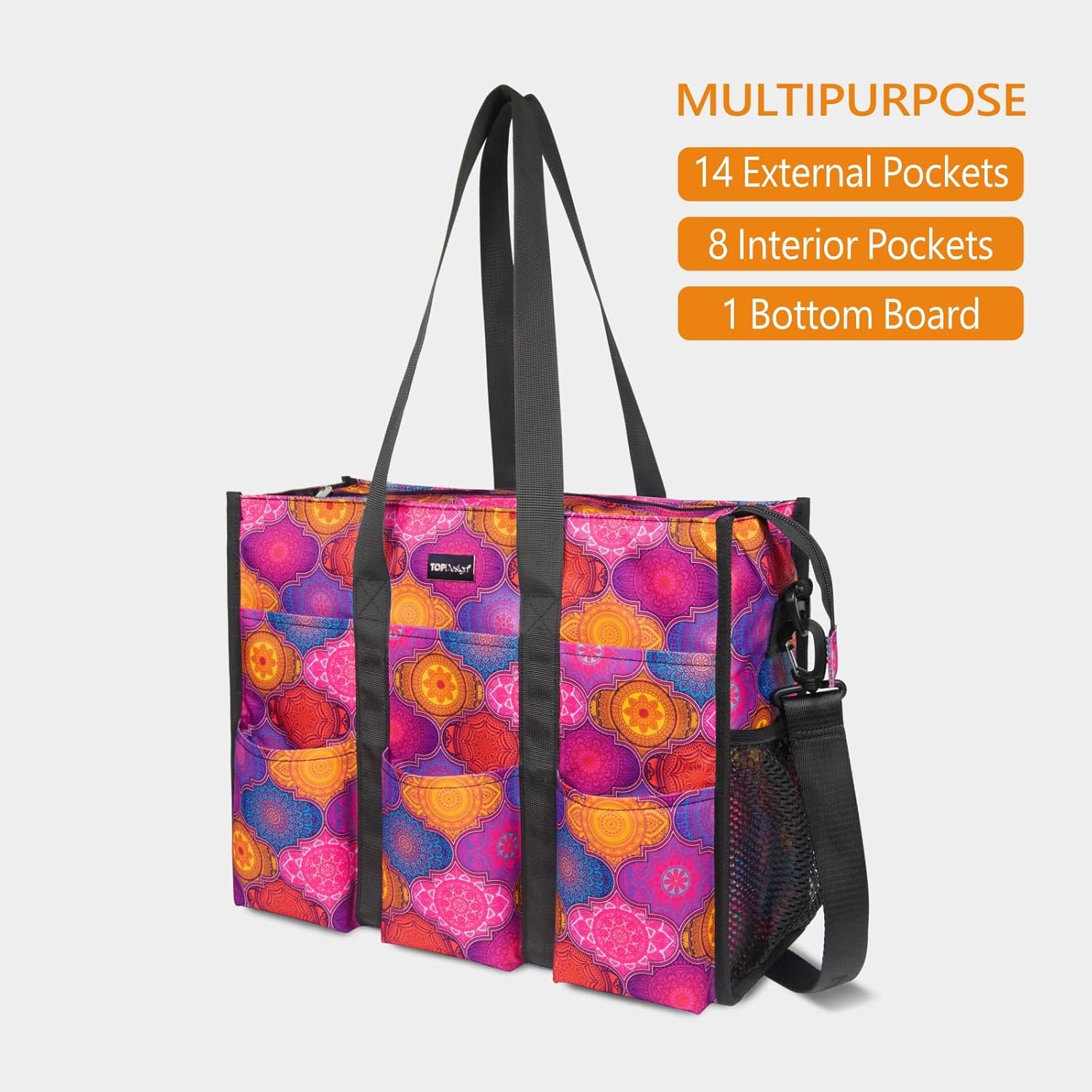 TOPDesign Utility Water Resistant Tote Bag with 22 Pockets, Top Zipper Closure & Thick Bottom Support, for Working Women - Image 3