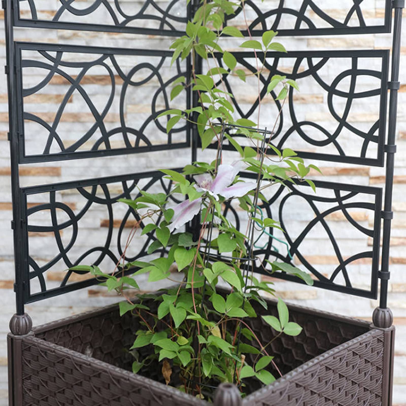 Treillis métallique pour plantes grimpantes, cadre de support pour fleurs, clématites, vignes et légumes, treillis de jardin intérieur, treillis enduit de polyéthylène noir, 81 x 150 cm, 1 pièce