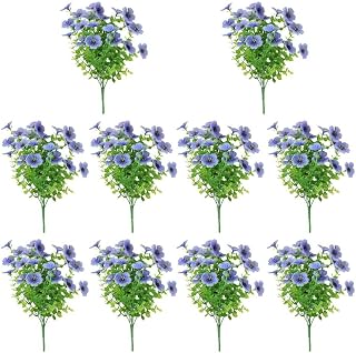 Atractivo estético con 10 ramos de flores artificiales que mejoran tu espacio con el mínimo cuidado necesario (azul)