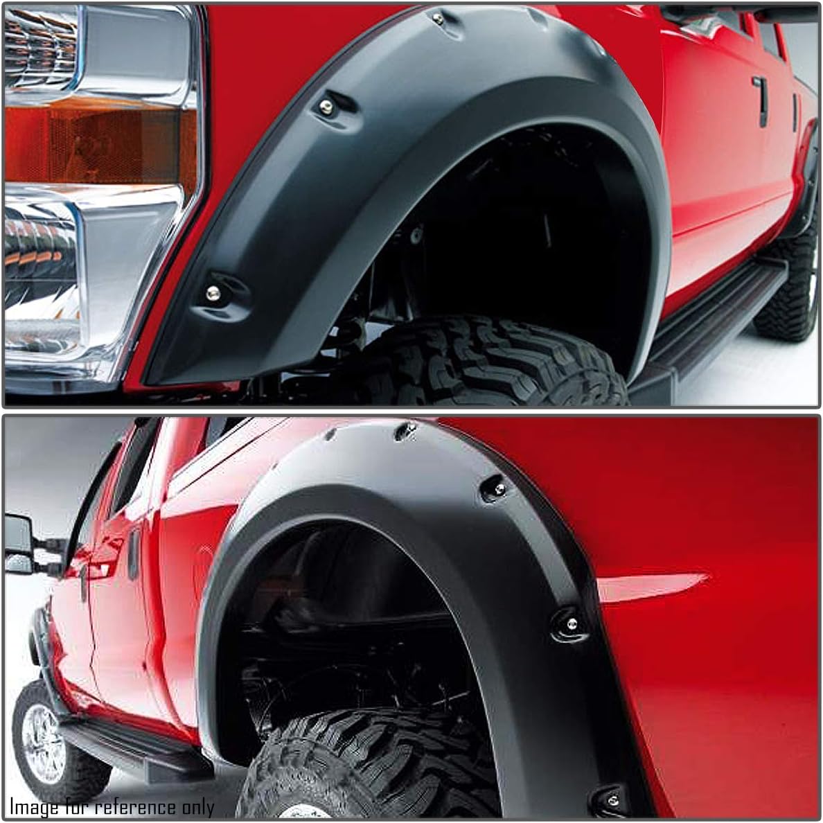 DNA Motoring WF-F150-96-MBK Pocket-Rivet Fender Wheel Flares 4Pcs/Set Compatible with 15-17 F-150 67.1" 78.9" 97.6" Fleetside Beds