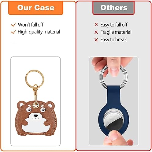 Miniatura 229 de Funda de cuero compatible con Apple AirTag, rastreador de llavero GPS Airtag con llavero, cubierta protectora antiarañazos para AirTag