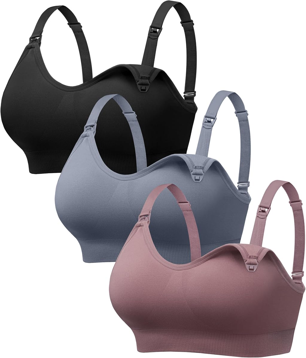 Nursing Bras for Breastfeeding & Sleep, Seamless Maternity Bra | No padding, No underwire, No back clasp, Pull-on style, Full coverage, Lightweight, Soft, Form-fitting, Cool