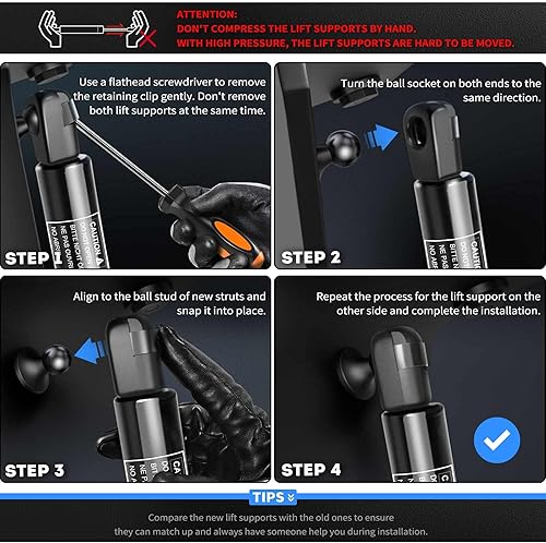 Miniatura 7 de A-Premium Soporte de elevación de capó delantero compatible con modelos Pontiac seleccionados  Aztek 2001 2002 2003 2004 2005 Sport Utility