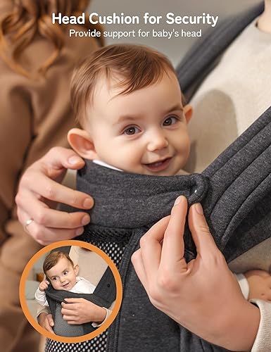Miniatura 7 de besrey Portabebés recién nacido, envoltura de malla para mamá papá, transporte de bebé delantero y trasero, suave soporte de verano para bebé,