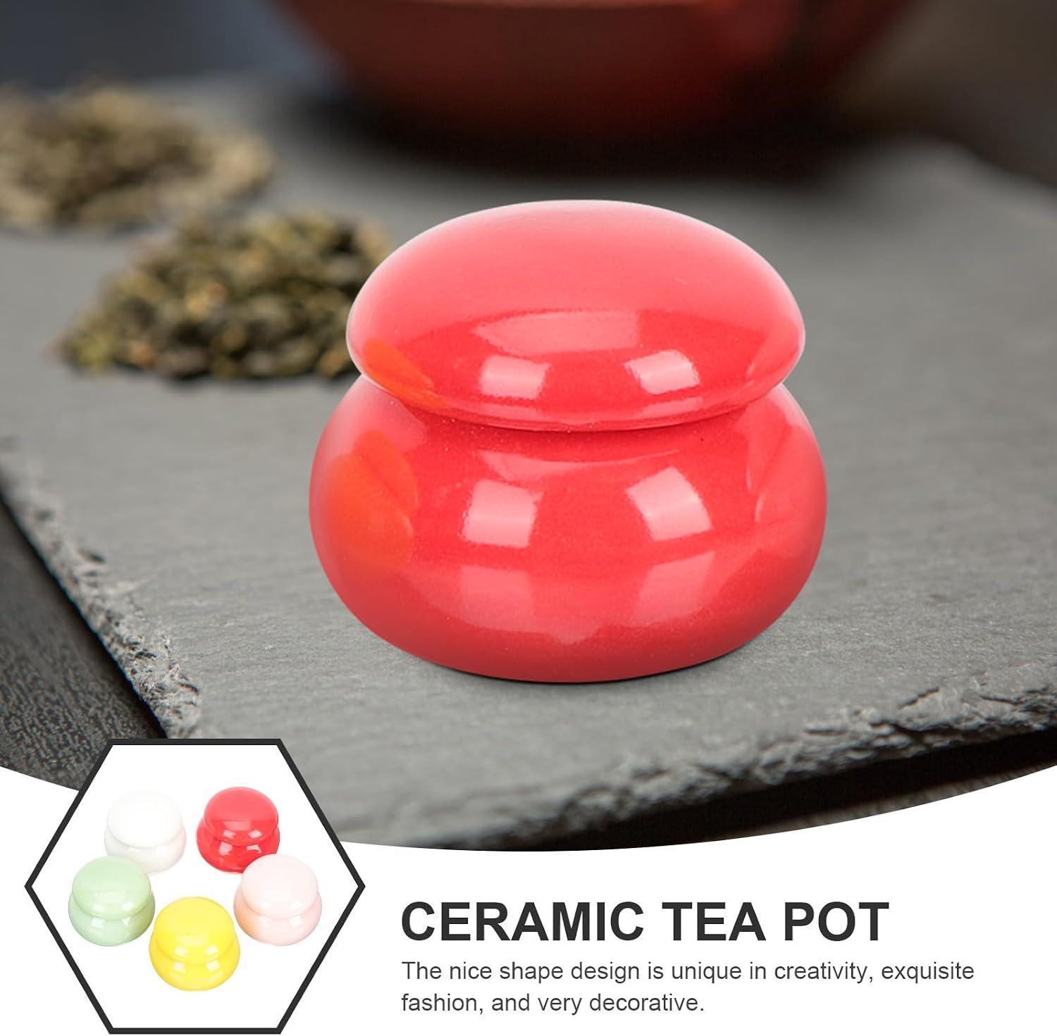 5pcs Mini Ceramic Tea Leaf Storage Jars Set, round Airtight Sealing Canisters 3.5x2.5 Inch (5g) for Home Kitchen, Medicine, Powder, and Herb Organization image 3