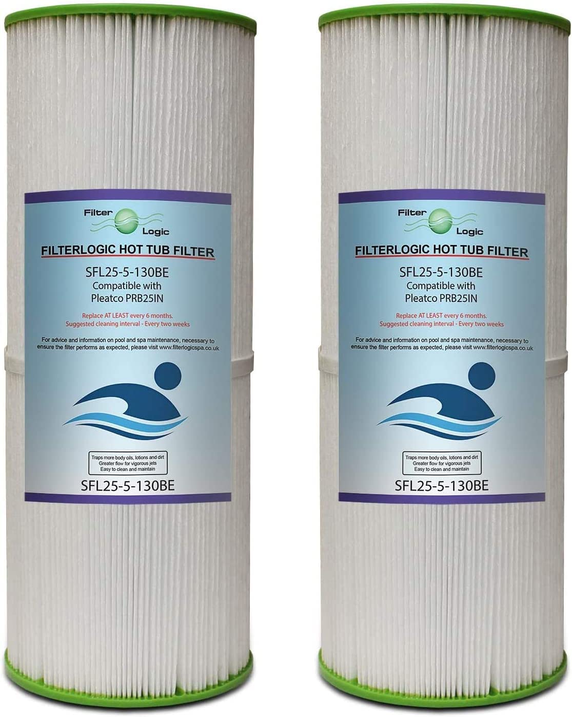 FilterLogicSFL25-5-13OBE Hot Tub Spa Filter Compatible with Pleatco PRB25IN, Unicel C4326 (2 Pack)