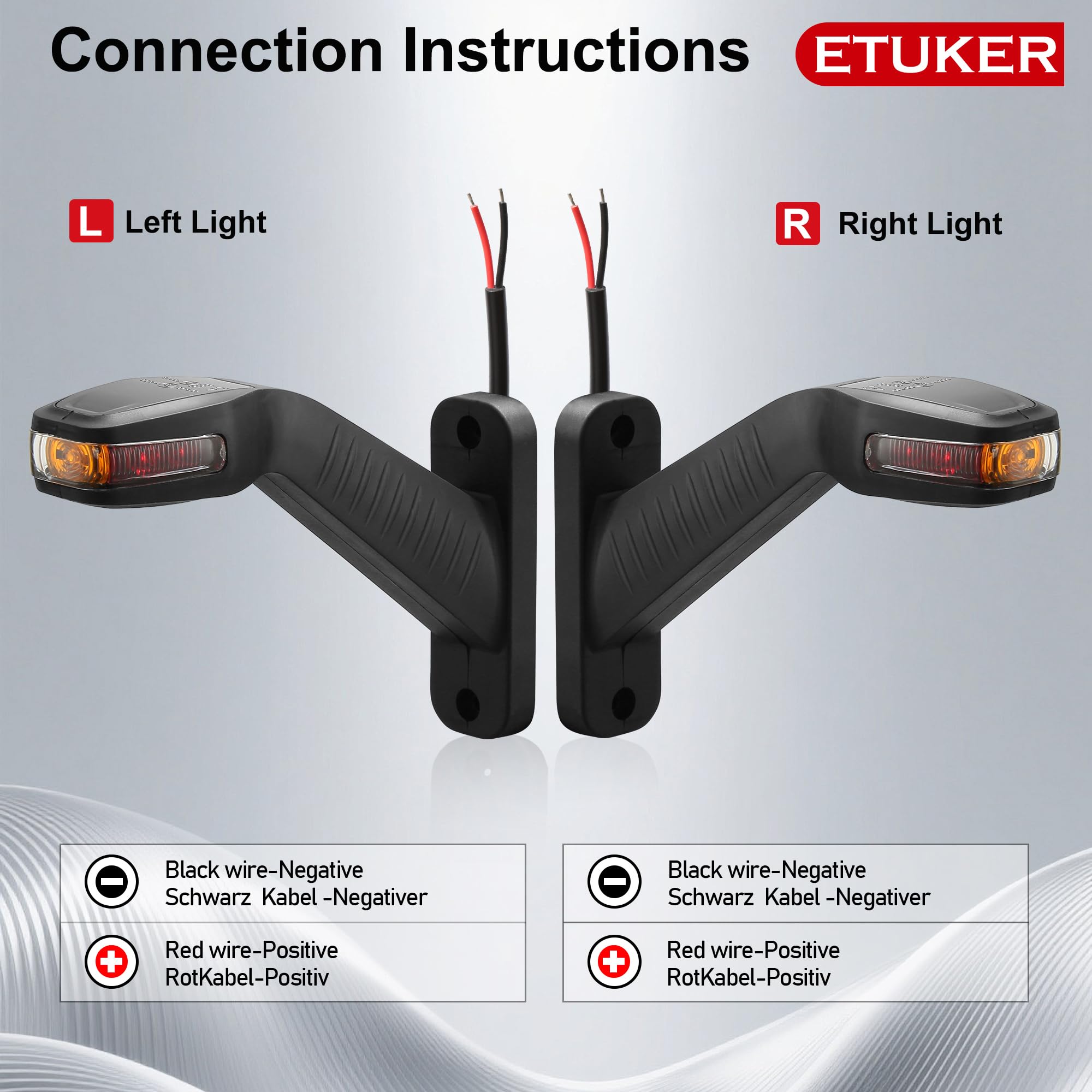 2x Anhänger Begrenzungsleuchte Umrissleuchte Positionsleuchte 12V 24V LED Seitenleuchten Gummistiel Seitenmarkierungsleuchten Wasserdicht für LKW Van E-Mark