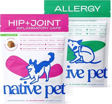 Native Pet Joint & Itch Relief Bundle Relief Chews for Dogs 30 Air-Dried Chews & Allergy Chews for Dogs 30 Air-Dried Chews - Anti-Inflammatory Promotes Healthy Skin, Shiny Coat, Strong Joints