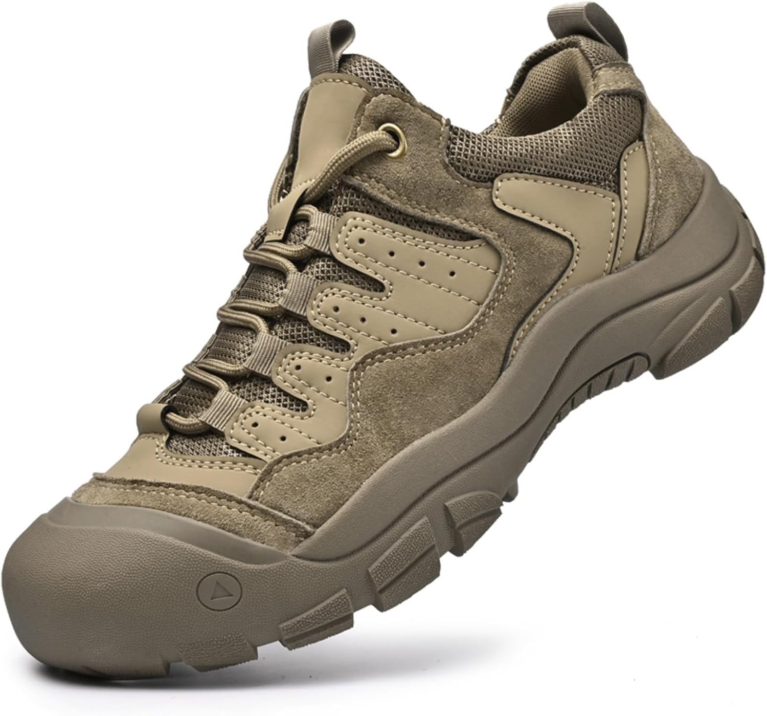 Men's Genuine Leather Hiking Shoes Comfortable Lightweight Breathable Non-Slip Platform Casual Walking Shoes Lace-Up Low Top Outdoor Trekking Sneakers for Hiking Daily Wear Traveling Camping