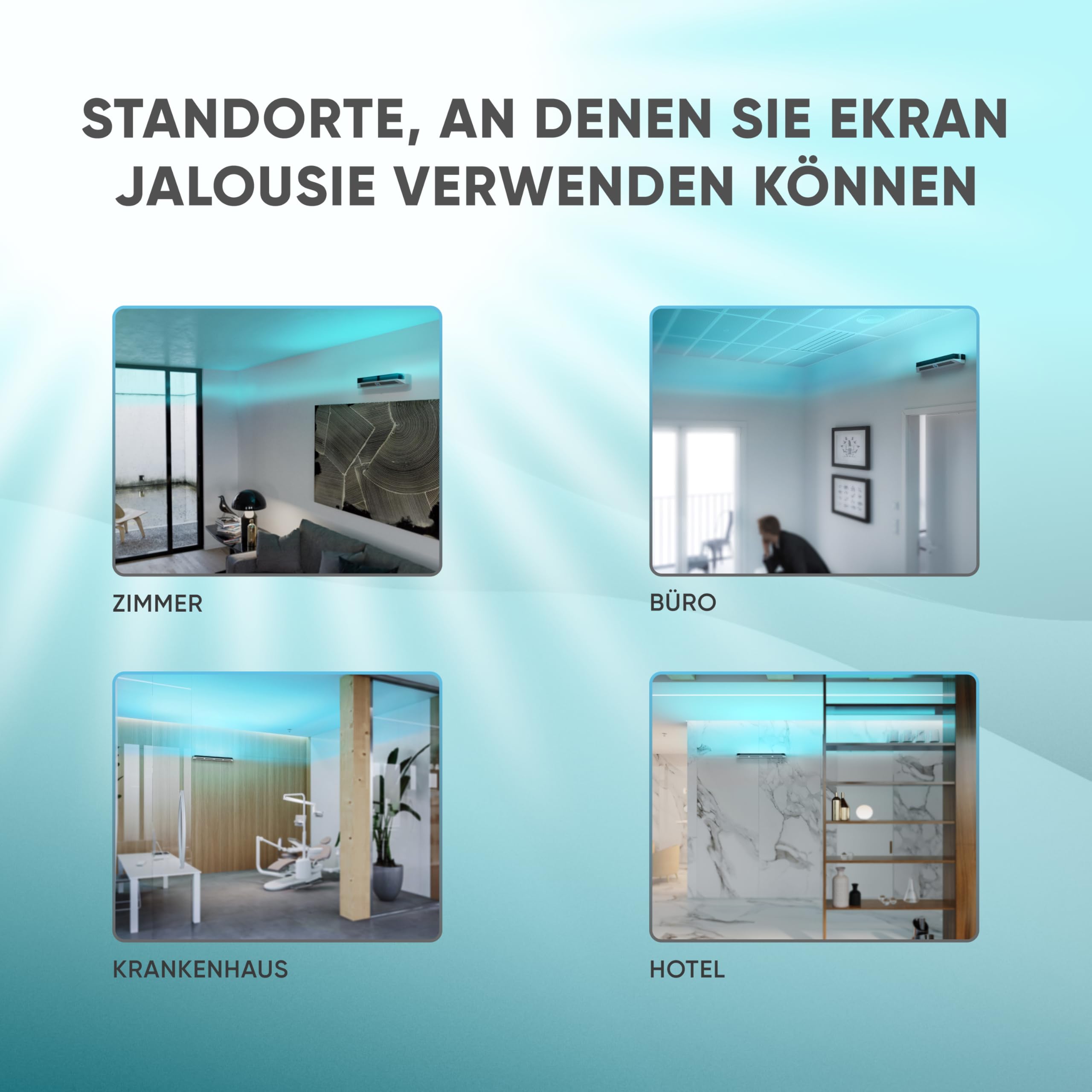 EKRAN Jalousie Luftreiniger: Schnelle Desinfektion mit Ventilator für Räume bis 45m² (25 FAN UV-C)
