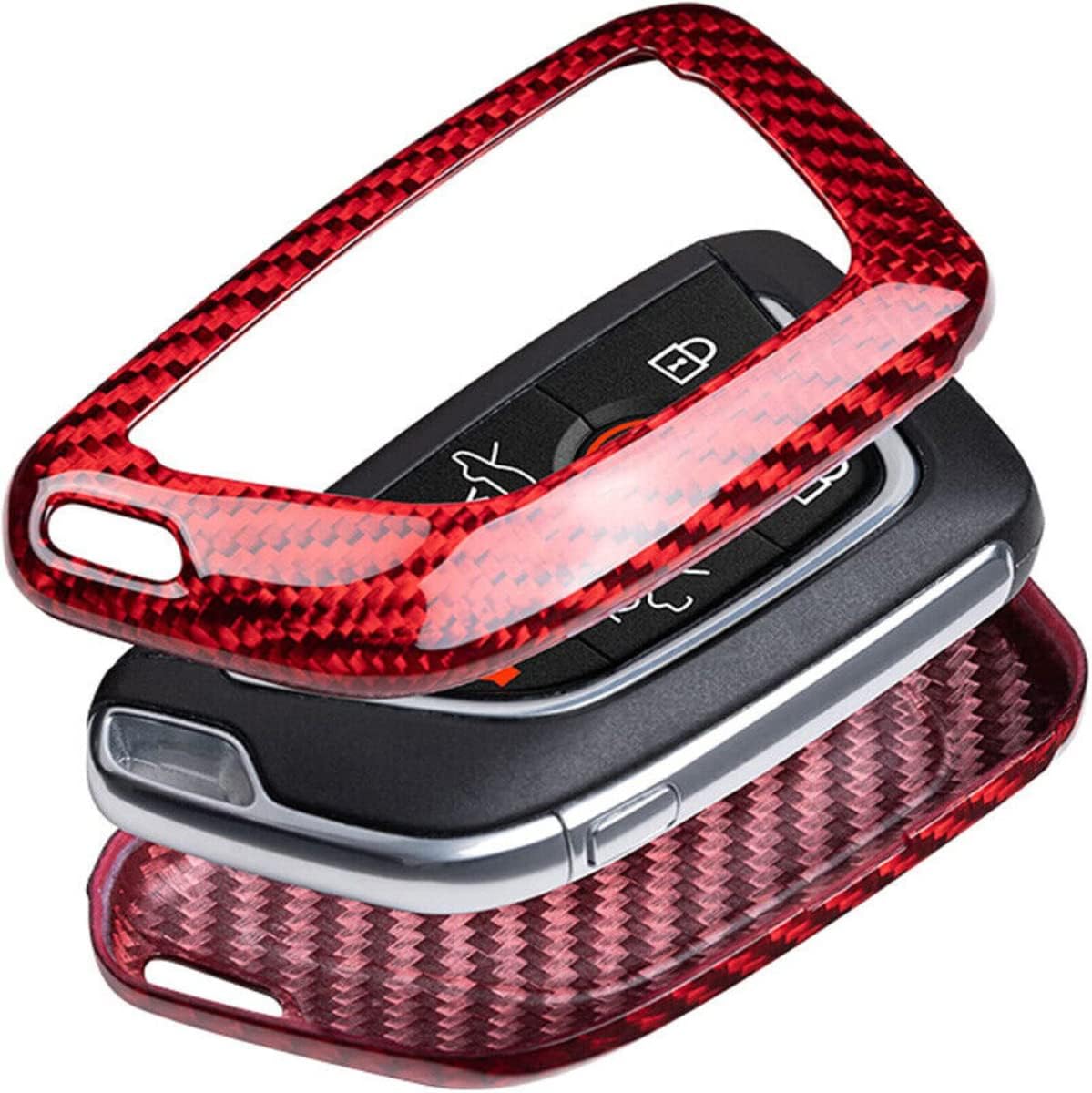 Real Carbon Fiber Key Fob Case Cover Compatible with Chevrolet Corvette C8 2020 2021 2022 2023 2024 2025, Key Fob Case Remote Cover Shell for Car Key Protection (red)
