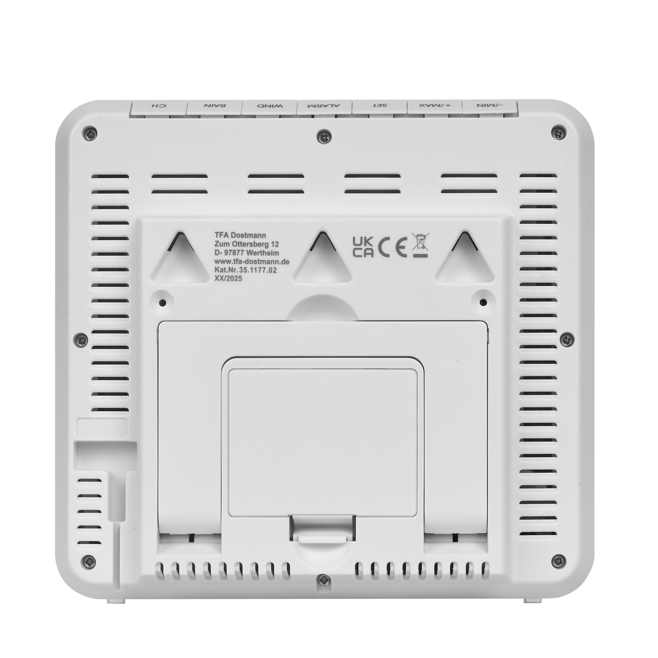TFA Dostmann Stazione meteo con sensore esterno, digitale wireless 5 in 1 con sensore combinato WEATHER ONE, 35.1177, umidità, temperatura, pluviometro, anemometro, barometro, previsioni meteo, bianca