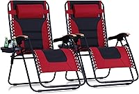 Vista 13 de PHI VILLA Silla XXL de Gravedad Cero Acolchada de Tamaño Extra Grande, Silla Reclinable Plegable para Patio, Asiento de 30 Pulgadas de Ancho