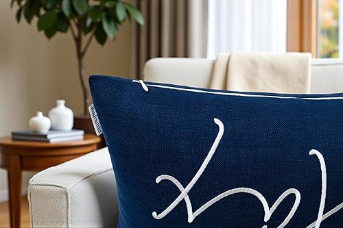 Miniatura 9 de Relax Sentiment - Funda de almohada decorativa bordada oblonga, decoración de dormitorio, inauguración de la casa, 12 x 20 pulgadas, natural