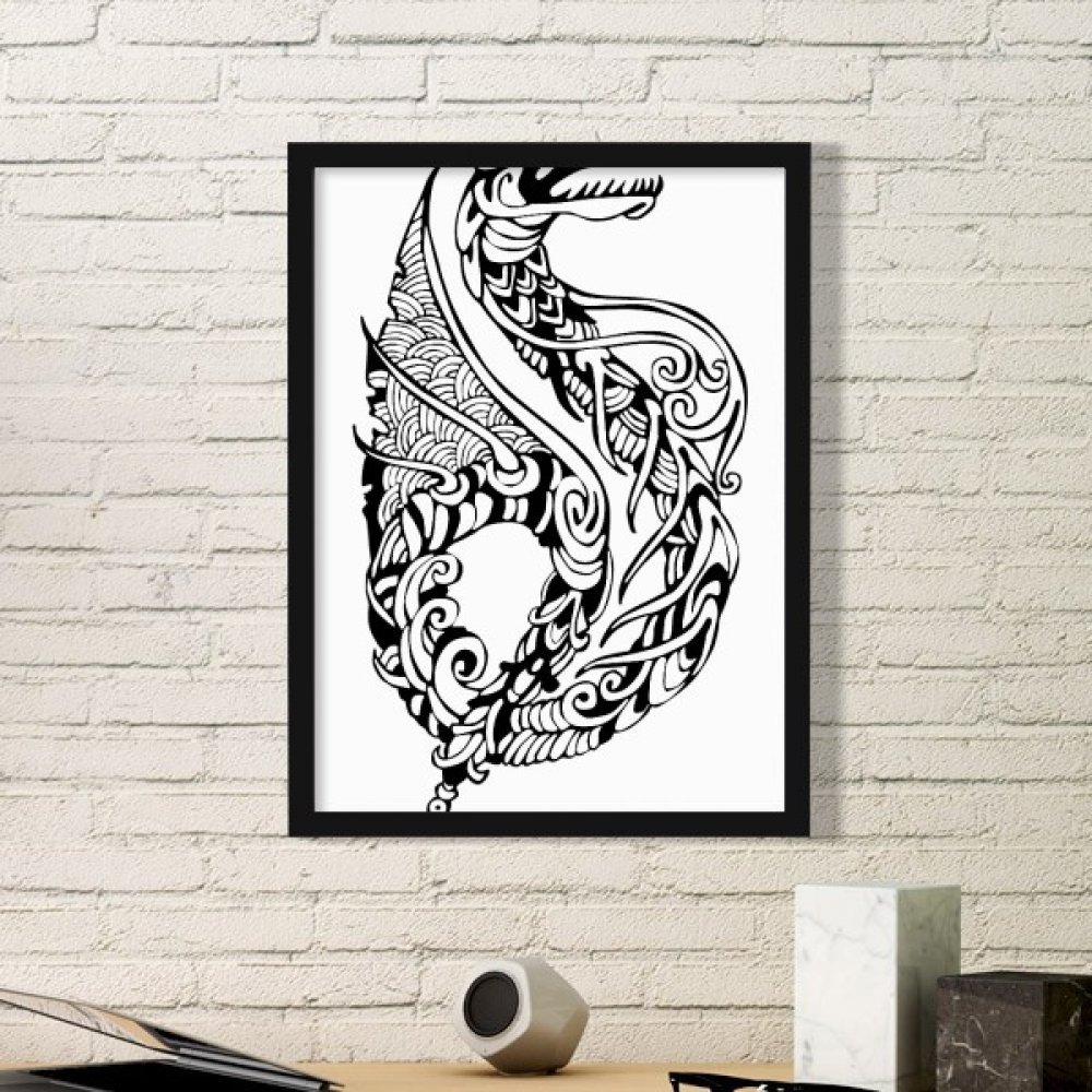 Cadre dragon loong peinture chinoise pour salon élégant