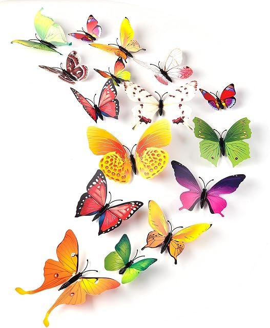 TUPARKA 36 Pieces 3D Butterfly Wall Stickers Butterflies Garden Decorations Supplies Girls Bedroom Accessories Classroom Decorations (Mix Coluor)