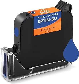 72ml Fast Dry Ink Cartridge KP1IN-BU for Handheld Inkjet Printer KP008, 1inch/25.4mm Solvent Quick-Drying Ink Cartridge Replacement - Blue