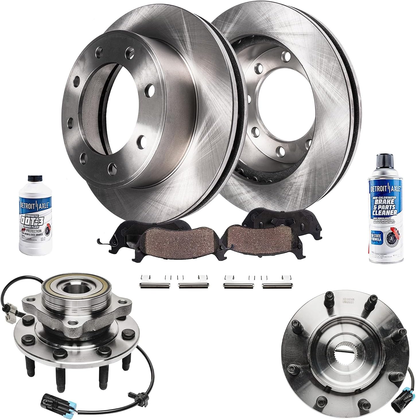 Detroit Axle Front Wheel Bearing Hubs Brake Kit for