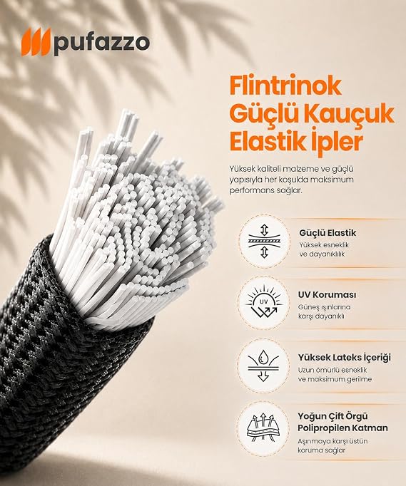 Kancalı Bagaj Gergi Lastiği - Paslanmaz Çelik Çift Kancalı, Motor ve Bisiklet Sabitleme Lastiği - 3 Adet (Siyah, 90cm)