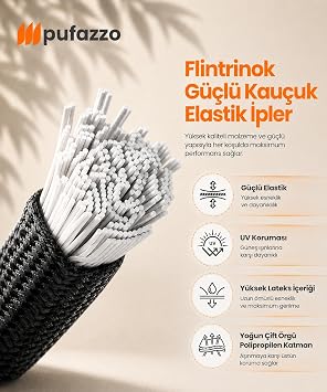 Kancalı Bagaj Gergi Lastiği - Paslanmaz Çelik Çift Kancalı, Motor ve Bisiklet Sabitleme Lastiği - 3 Adet (Siyah, 90cm)