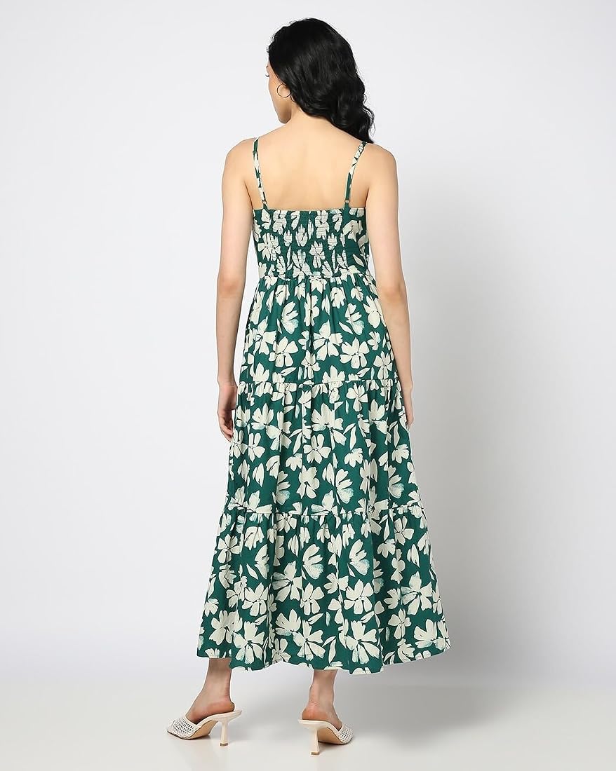 Buy GAP Women's Floral Print Tiered Dress, Green, S at Amazon.in