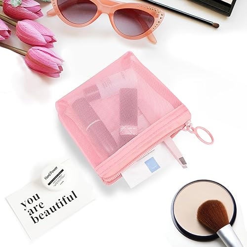 Miniatura 5 de Aosbos Juego de 3 bolsas de malla para cosméticos  Almacenamiento de maquillaje de viajesobre la marcha, bolsa pequeña con cierre de cremallera