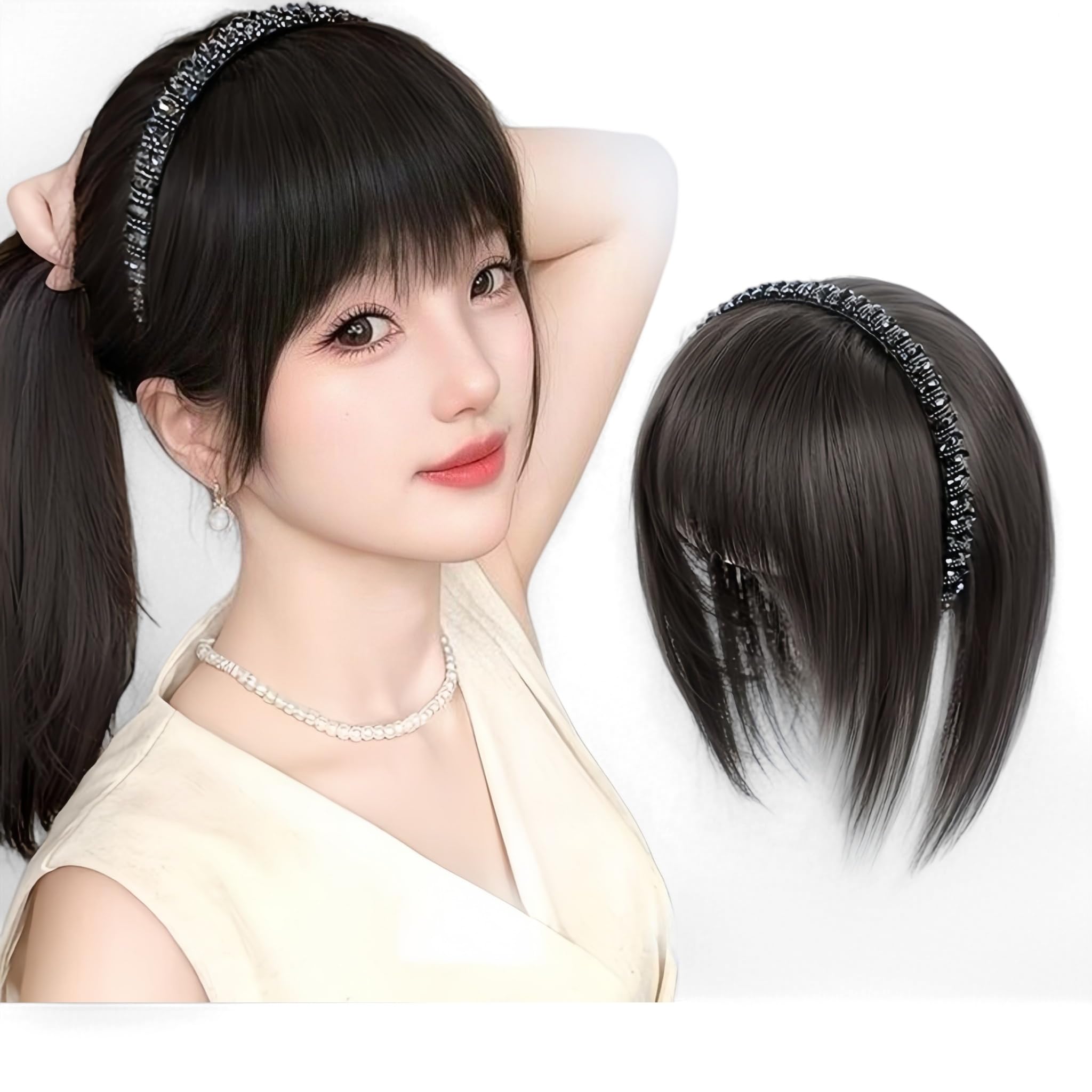 ☆ Dページ (ウィッグ＋カチューシャ) Amazon.co.jp: QIAOXI 前髪ウィッグ カチューシャ レディース 部分