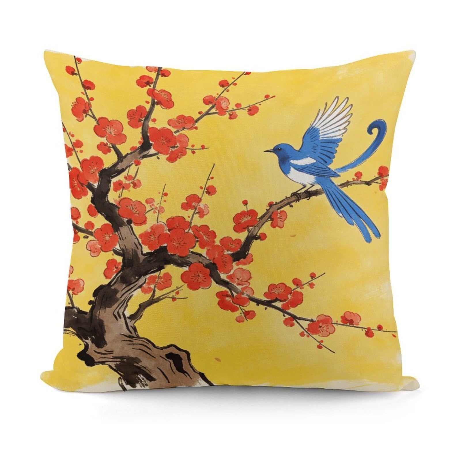 VstaDank Joy is on The Tip of The Plum Blossom Pillow Covers Soft Plush Decorative Square Pillow Cover Modern Breathable Pillowcases Pillowcase with Invisible Zipper 18x18 Inches for Sofa Living Room
