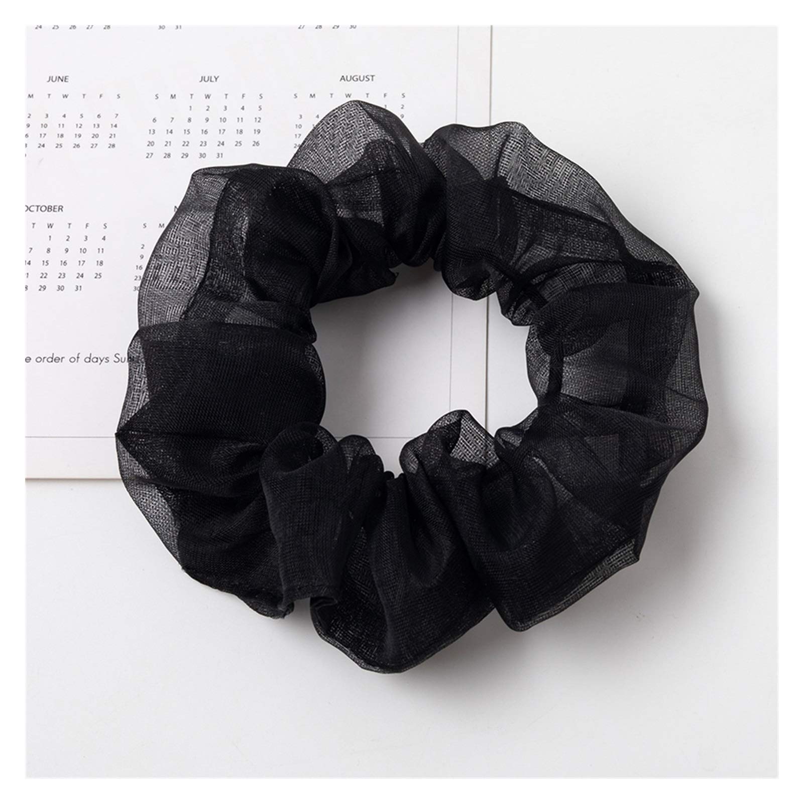 Cuerda para el cabello Color sólido Gasa Malla Scrunchie Lazos para el cabello Mujer Niña Tela elástica transparente Bandas de goma Cuerda para el cabello Accesorios para el cabello (Color : Brown S