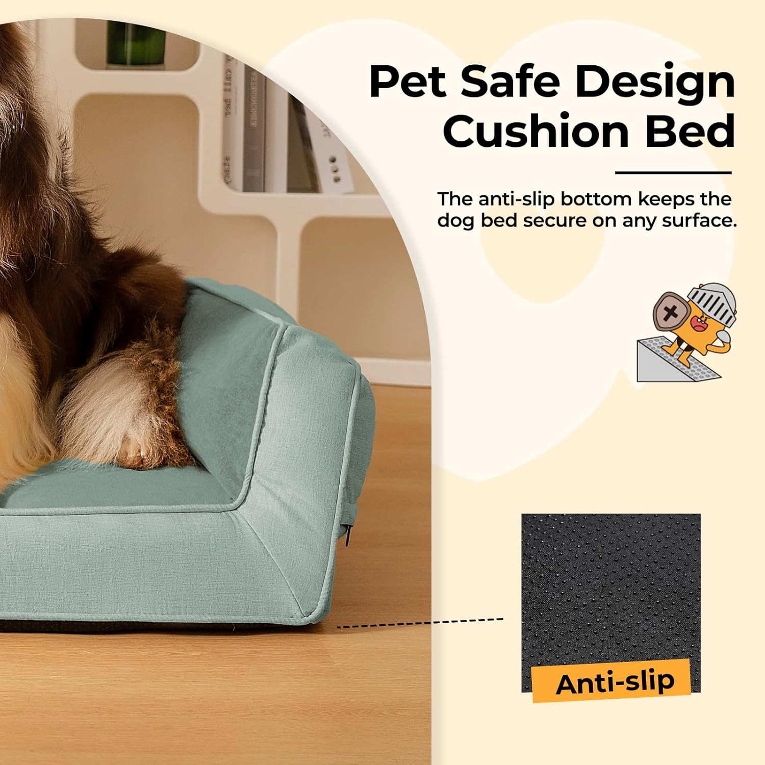 review Dog Sofa Bed, Dog Beds for Small Medium Dogs & Cats, Machine Washable Bed Cover, Egg Crate Foam for Orthopedic Support & Non-Slip Bottom