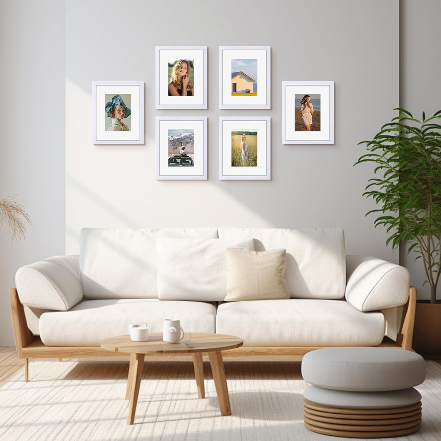 8x10 Picture Frames,9 Packs Wall Mounting or Tabletop Display, Display Pictures 5x7 with Mat or 8x10 without Mat, Light Weight Photo Frame with Plexiglass for Family Photos, White
