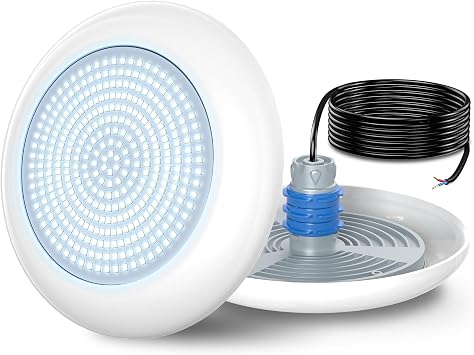 Pool Light with 1.5" Thread, 18W LED Pool Spot Light 6000K Non-Dimmable, 1800lm,  242mm, 12V AC/DC IP68 Waterproof Resin Filled Underwater Lamp for Concrete Pools 1.5" Return Fitting