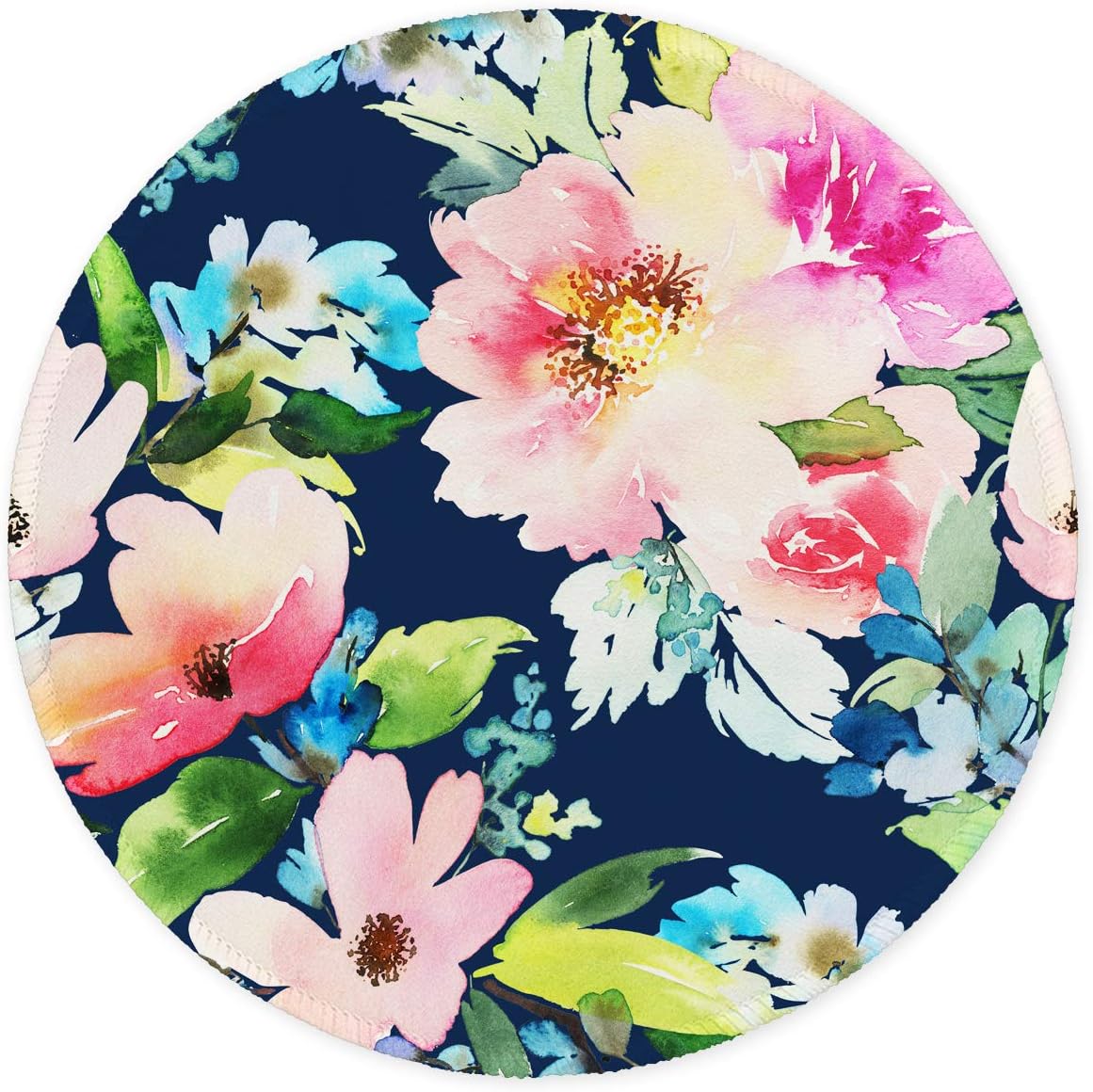Auhoahsil Mouse Pad, Round Flowers Theme Anti-Slip Rubber Mousepad with Durable Stitched Edges for Gaming Office Laptop Computer Men Women Kids, Cute Custom Design, 8.7 x 8.7 in, Watercolor Daffodil