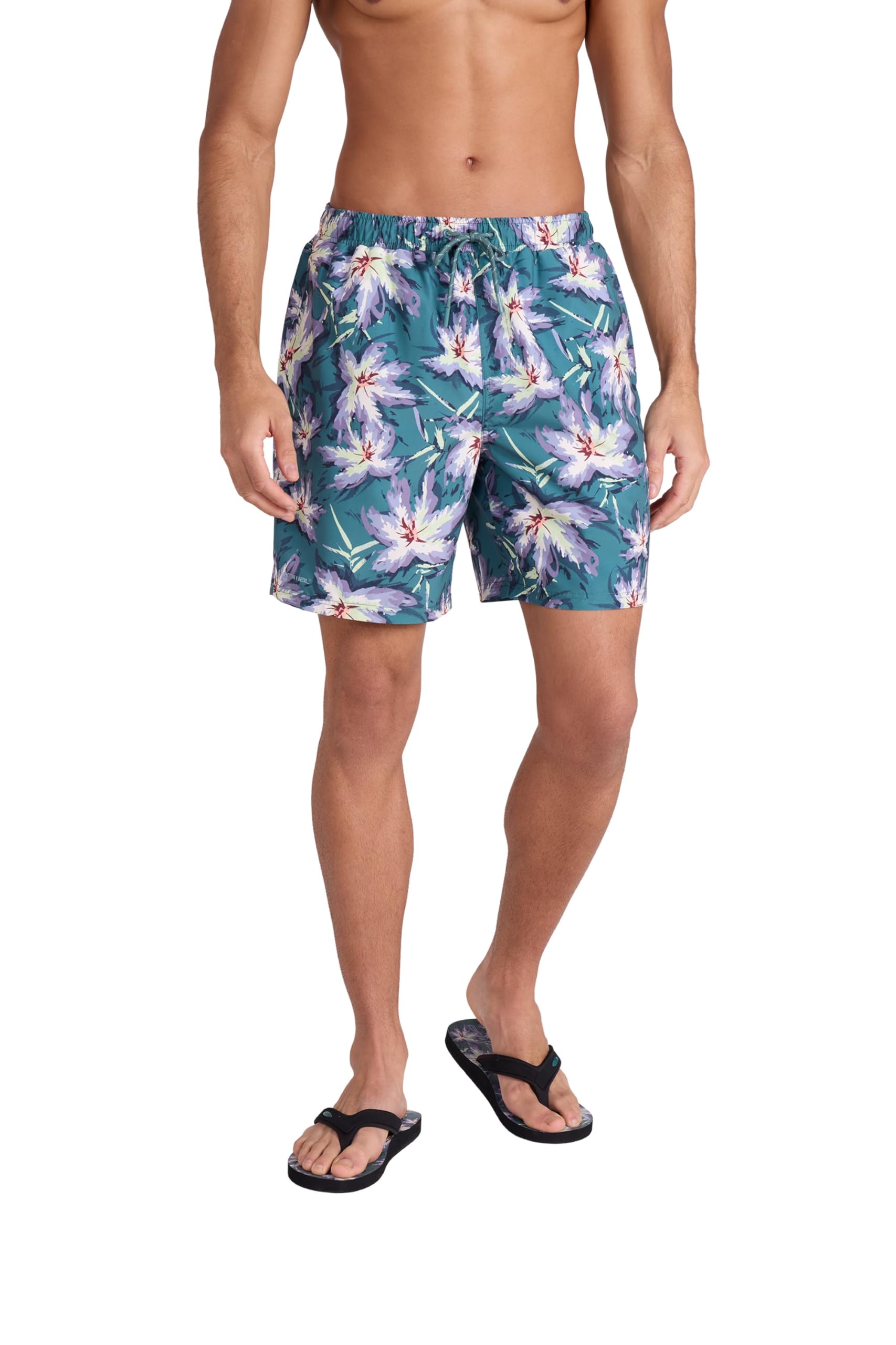 Animal Deep Dive Mens Printed Boardshorts - Quick Dry & Mesh Lined with Elastic Waste - Best for Spring Summer, Outdoors, Holiday, Walking & Hiking Green L