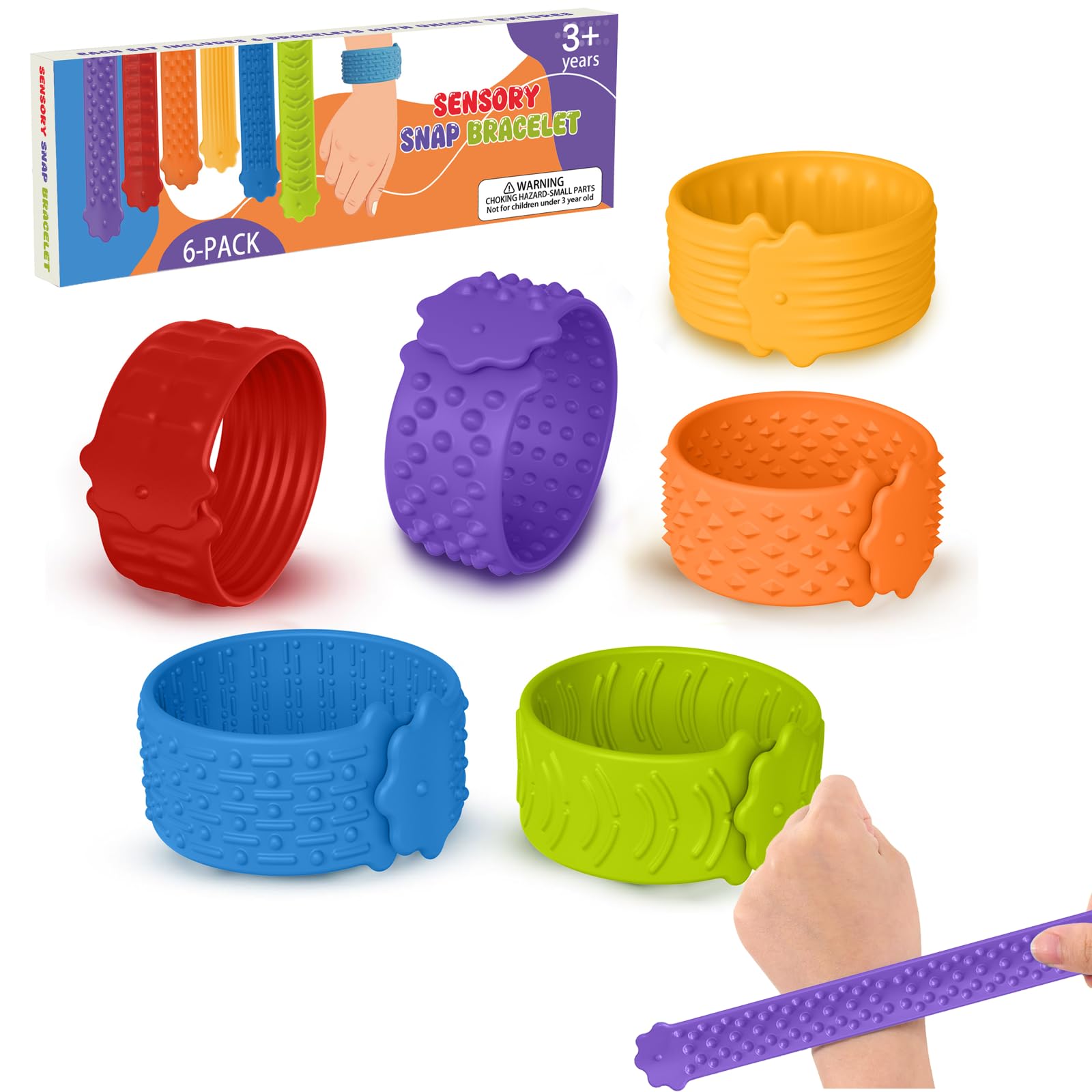 6Pcs Sensory Slap Bracelets Fidget Toys for Kids&Adults Stress Relief Toys